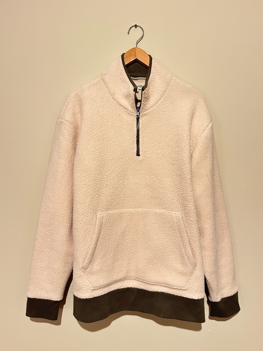 Madewell Sherpa Fleece Quarter Zip Pullover Sweater Sweatshirt
